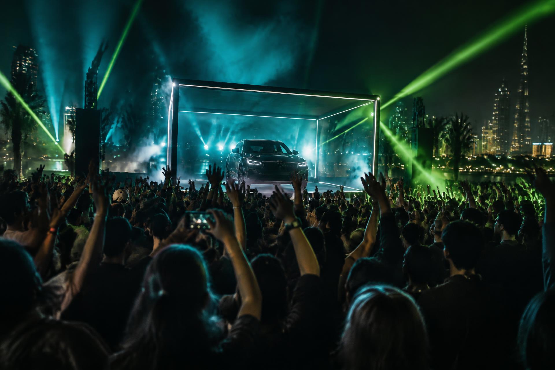 Crowd at a premium brand activation at night